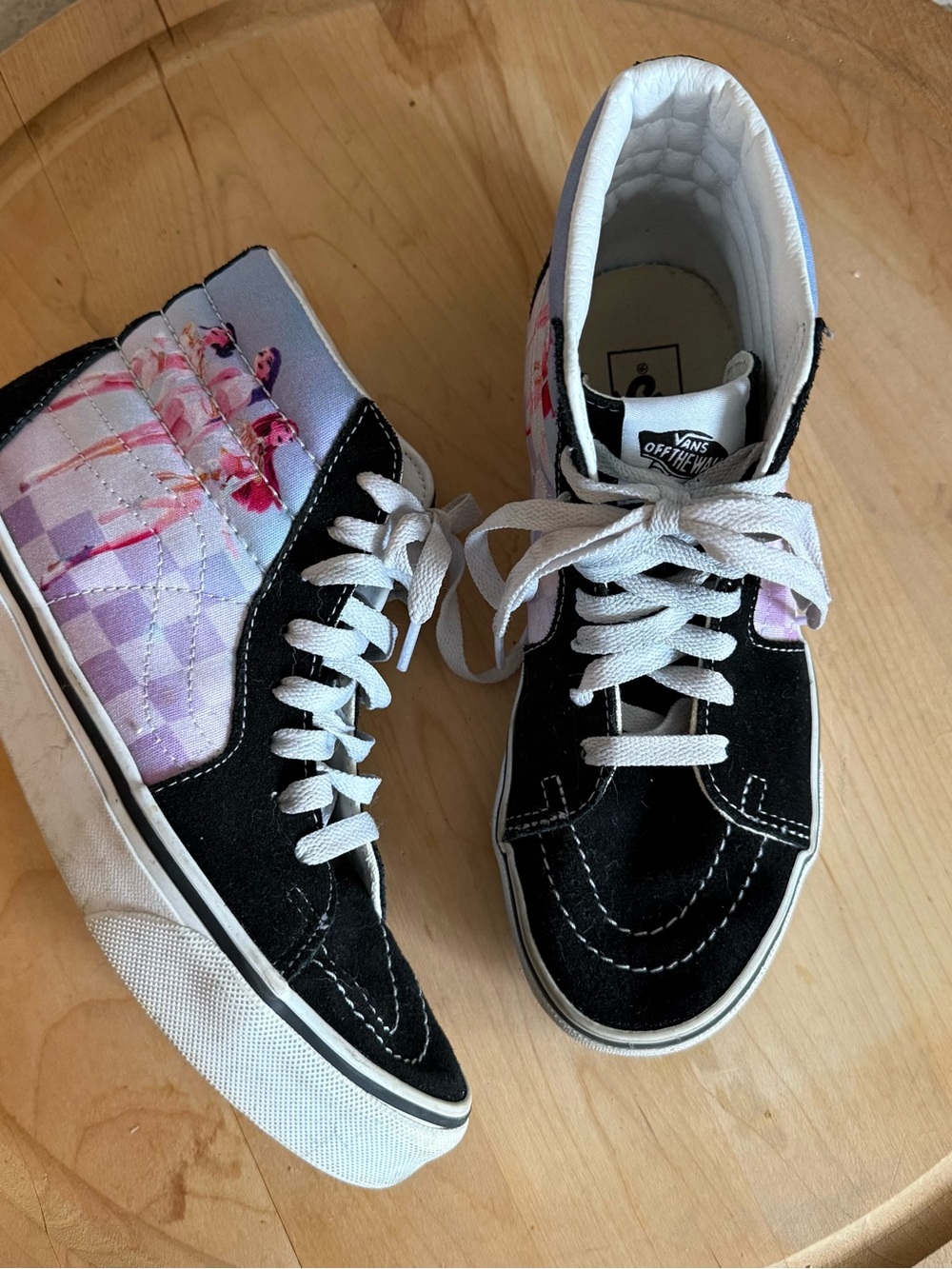 Vans Sk8-Hi K-pop Demon Hunters Black & Purple High Top Checkered Sneakers Sz 5